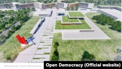 Open Democracy ташкилоти ҳисоботига илова қилинган сурат. "Акфа" университети бинолари ташқи кўриниши.